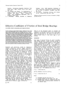 Effective coefficient of friction of steel bridge bearings