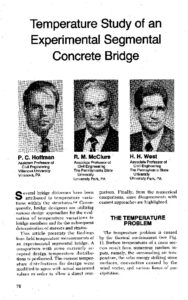 1983 temperature study of an experimental segmental concrete bridge