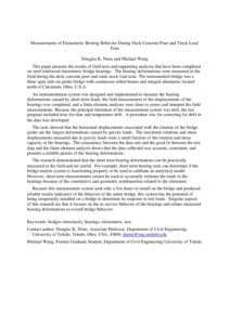 Measurements of elastomeric bearing behavior during deck concrete pour and truck load test