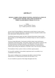 Design, fabrication, proof testing and installation of intelligent seismic isolation...