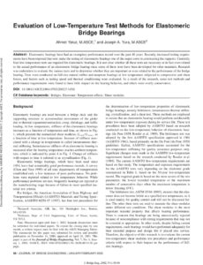 2002 evaluation of low temperature test methods for elastomeric bridge bearings