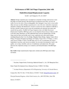 Performance of rb unit finger expansion joint with multidirectional movementcapacity