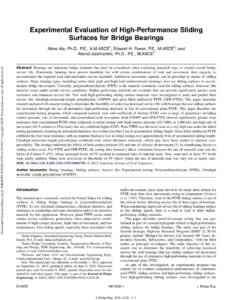 Experimental evaluation of high performance sliding surfaces in bridge bearings
