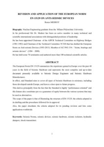 Revision and application of the european norm en 15129 on anti seismic devices