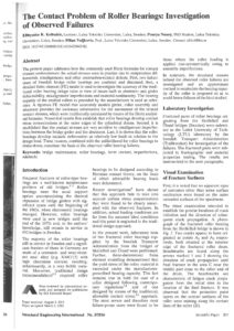 The contact problem of roller bearings investigation of observed failures