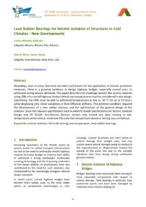 Lead rubbes bearing for seismic isolation of structures in cold climates new developments