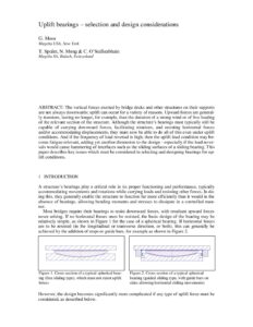 Upliftbearings selection and design considerations