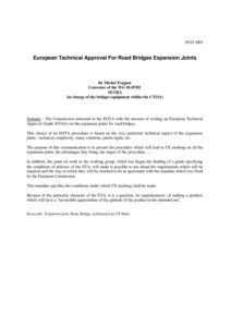 European technical approval for road bridges expansion joints