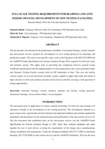 Full scale testing requirements for bearings and antiseismic devices